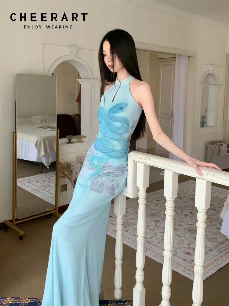 Snake Print Long Dress