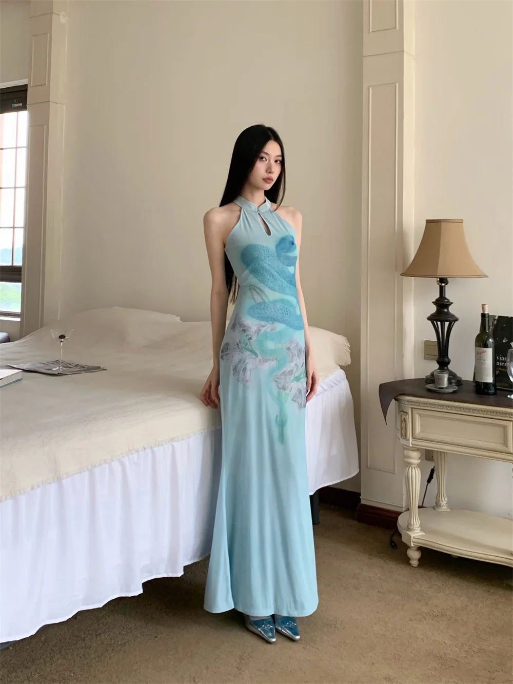 Snake Print Long Dress