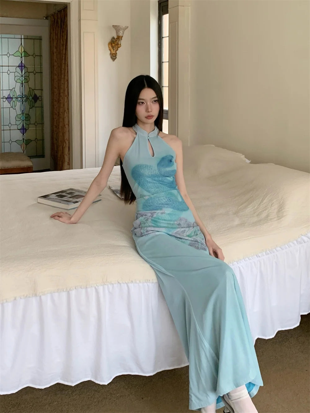 Snake Print Long Dress