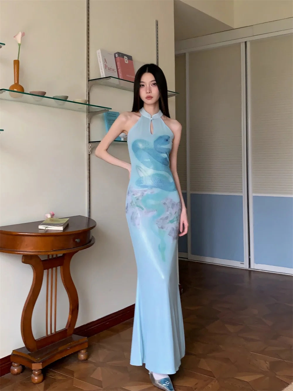 Snake Print Long Dress